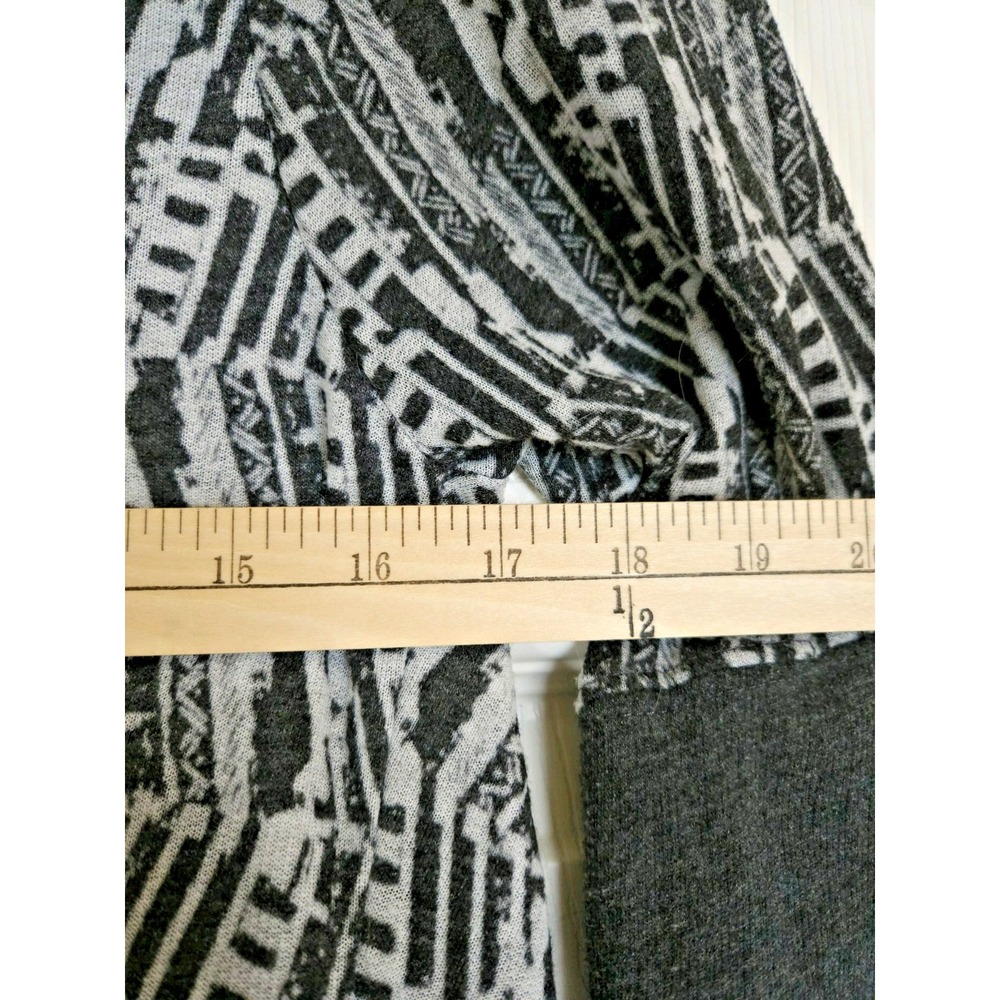 Prana Womens M Gray Geometric Tribal Print Open Front Hooded Cardigan Sweater - Picture 9 of 9
